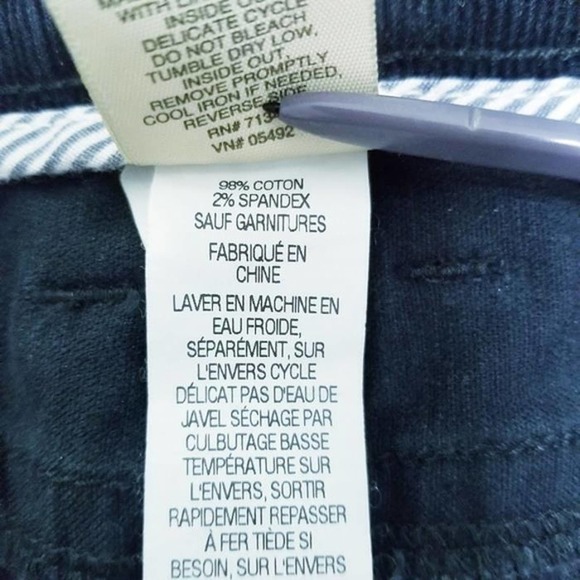 L.L Bean Navy Blue Pinwale Corduroy Utilty Knee Skirt Cotton Stretch 5 Pocket 14 - Picture 10 of 10